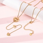 304 Stainless Steel Heart Y Tassel Lariat Necklaces for Women, Golden, 24.13 inch(61.3cm)(NJEW-F378-04G)