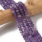 Natural Amethyst Bead Strands, Faceted, Rondelle, Purple, 5.5~6.5x4.5mm, Hole: 1mm, about 91~94pcs/strand, 15.35''(39cm)~15.43''(39.2cm)(G-D344-A37-01)