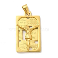 Ion Plating(IP) 304 Stainless Steel Religion Pendants, Rectangle with Jesus Charms, Golden, 40x23x5mm, Hole: 9x4mm(STAS-E184-14G)