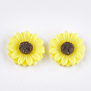 Resin Cabochons, Sunflower, Yellow, 15x5mm(CRES-T010-60J)