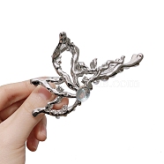 Hollow Butterfly Alloy Rhinestone Large Claw Hair Clips, for Women Girl Thick Hair, Platinum, 109mm(PW-WG67133-01)