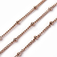 Vacuum Plating 304 Stainless Steel Satellite Chains, Curb Chains, Soldered, with Spool, Rose Gold, 19x3x2mm, about 32.8 Feet(10m)/roll(CHS-I001-01)