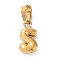 316L Surgical Stainless Steel Charms, Letter Charm, Golden, Letter S, 10x5.5x2.5mm, Hole: 2.5x4.5mm(STAS-G315-01G-S)