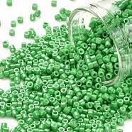 Cylinder Seed Beads, Opaque Colours Luster, Uniform Size, Medium Sea Green, 2x1.5mm, Hole: 0.8mm, about 888pcs/10g(X-SEED-H001-H09)