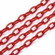 Handmade Transparent ABS Plastic Cable Chains, Oval, Red, 19.29 inch~19.68 inch(49~50cm), Link: 13x7.5x1.5mm(KY-S166-001D)