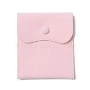Velvet Jewelry Storage Pouches, Rectangle Jewelry Bags with Snap Fastener, for Earrings, Rings Storage, Pink, 11.7~11.75x9.8~9.85cm(TP-B002-04D)