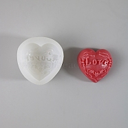 Valentine's Day Heart & Rose DIY Silicone Molds, Fondant Molds, Resin Casting Molds, for Chocolate, Candy, UV Resin & Epoxy Resin Craft Making, White, 54x53x30mm(SIL-Z008-02B)