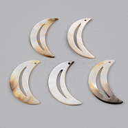 Natural Black Lip Shell Pendants, Moon, 29x15~17x1.5~2mm, Hole: 1.4mm(SHEL-R049-015)