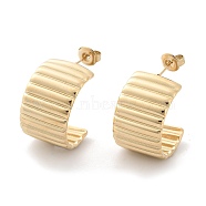 304 Stainless Steel Stud Earrings, Arch, Real 14K Gold Plated, 23x14.5mm(EJEW-H115-22G)
