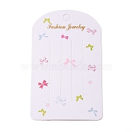 Paper Hair Clip Display Cards, Arch Shape with Bowknot Pattern, White, 12.2x7.6x0.03cm, Hole: 8.2mm(CDIS-F005-04A)
