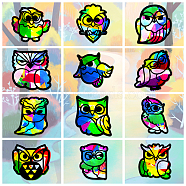 Suncatcher Craft Set, for Kids Window Paint Art Painting, Owl Pattern, 19.9~21x7.6~21cm, about 12pcs/set(DIY-WH0342-036)