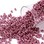 TOHO Round Seed Beads, Japanese Seed Beads, (PF563) PermaFinish Hot Pink Metallic, 8/0, 3mm, Hole: 1mm, about 222pcs/10g(X-SEED-TR08-PF0563)