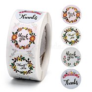 1 Inch Thank You Stickers, Self-Adhesive Kraft Paper Gift Tag Stickers, Adhesive Labels, for Festival, Christmas, Holiday Presents, with Word Thank You, Colorful, Sticker: 25mm, 500pcs/roll(DIY-G013-A07)