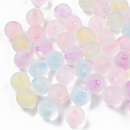 Transparent AS Plastic Beads, Rubberized Style, Round, Mixed Color, 10mm, Hole: 1.6mm, about 950pcs/500g(MACR-T044-03)