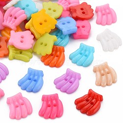 2-Hole Plastic Buttons, Banana, Mixed Color, 14x13x4mm, Hole: 1.6mm(BUTT-N018-030)