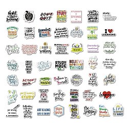 50Pcs Cartoon Study English Word Paper Sticker Label Set, Adhesive Label Stickers, for Suitcase & Skateboard & Refigerator Decor, Mixed Color, 32~73x43~x0.2mm(DIY-G077-01)