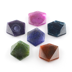 Faceted Hexagon Dyed Natural Crackle Agate Big Pendants, Mixed Color, 50~54x45~49x10~13mm, Hole: 2mm(G-R275-185)