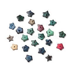 Dyed Natural Coconut Star Beads, Mixed Color, 9.5~11.5x9.5~10.5x2.5~4.5mm, Hole: 1.5mm(COCB-G002-01)