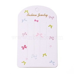 Paper Hair Clip Display Cards, Arch Shape with Bowknot Pattern, White, 12.2x7.6x0.03cm, Hole: 8.2mm(CDIS-F005-04A)