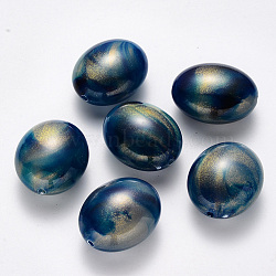 Imitation Gemstone Acrylic Beads, with Glitter Powder, Oval, Marine Blue, 28.5x23.5x14.5mm, Hole: 2mm(X-OACR-R075-08A)