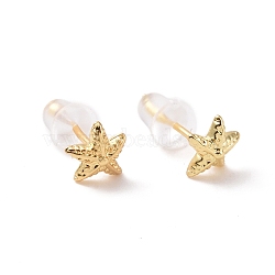 Brass Starfish Stud Earrings for Women, Cadmium Free & Lead Free, Golden, 6x6mm, Pin: 0.9mm(KK-A166-04G)