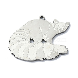 201 Stainless Steel Pendants, Laser Cut, Raccoon Charm, Stainless Steel Color, 24x29x1.5mm, Hole: 1.5mm(STAS-R118-14P)