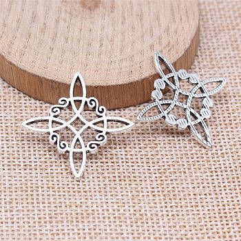 Tibetan Style Alloy Pendants, Witch Knot Charms, Antique Silver, 30x30mm
