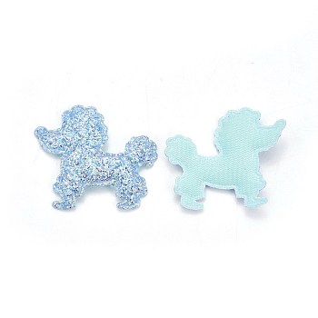 Handmade Puppy Costume Accessories, Cloth Embroidery, Appliques, Poodle Dog, Light Blue, 44x51x3.5mm