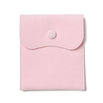 Velvet Jewelry Storage Pouches, Rectangle Jewelry Bags with Snap Fastener, for Earrings, Rings Storage, Pink, 11.7~11.75x9.8~9.85cm