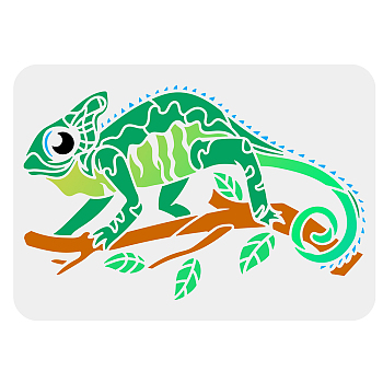 Plastic Drawing Painting Stencils Templates, for Painting on Scrapbook Fabric Tiles Floor Furniture Wood, Rectangle, Lizard Pattern, 29.7x21cm