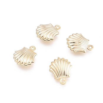 304 Stainless Steel Charms, Hollow Scallop Shape, Golden, 14x11x4.5mm, Hole: 1mm
