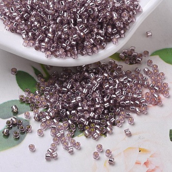 MIYUKI Delica Beads Small, Cylinder, Japanese Seed Beads, 15/0, (DBS0146) Silver Lined Smoky Amethyst, 1.1x1.3mm, Hole: 0.7mm, about 175000pcs/bag, 50g/bag