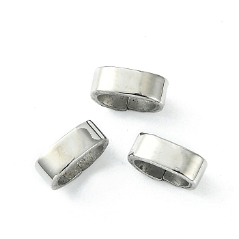 Drawing 201 Stainless Steel Slide Charms/Slider Beads, For Leather Cord Bracelets Making, Oval, Stainless Steel Color, 3.2x8.3x6mm, Hole: 6x3.7mm