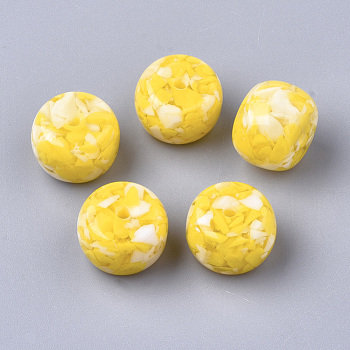 Resin Beads, Imitation Gemstone Chips Style, Rondelle, Yellow, 23x14mm, Hole: 2.5mm