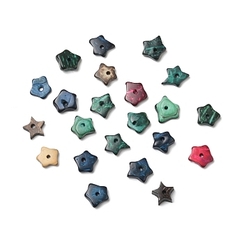 Dyed Natural Coconut Star Beads, Mixed Color, 9.5~11.5x9.5~10.5x2.5~4.5mm, Hole: 1.5mm