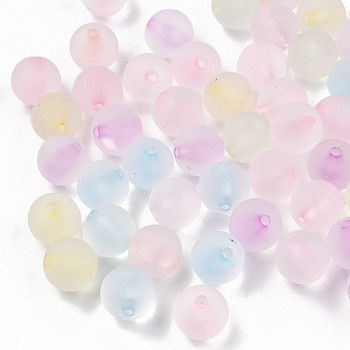 Transparent AS Plastic Beads, Rubberized Style, Round, Mixed Color, 10mm, Hole: 1.6mm, about 950pcs/500g