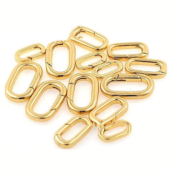 Brass Spring Gate Rings, Oval, Golden, 7 Gauge, 23x13x3.5mm, Inner Diameter: 17x7.5mm