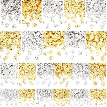 2200Pcs Ocean Themed Alloy and Brass Cabochons, Nail Art Decoration Accessories for Women, Golden & Silver, 7x3mm