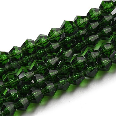Dark Green Bicone Glass Beads