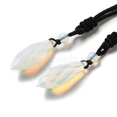 collier pendentif cône naturel et synthétique avec corde en nylon pour femme(G-H286-08)-2
