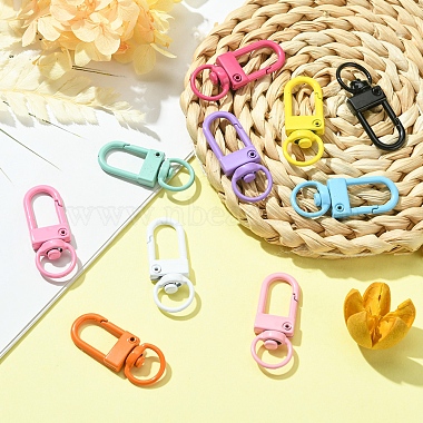 10Pcs 10 Colors Spray Painted Eco-Friendly Alloy Swivel Snap Hooks Clasps(FIND-YW0003-04)-4