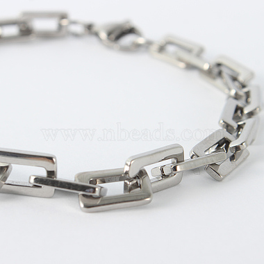 Rectangle 201 Stainless Steel Chain Bracelets(X-BJEW-N240-06P)-2