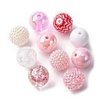 20Pcs 10 Styles DIY Jewelry Making Kits, including Acrylic & ABS Plastic & Resin Beads, Round, Mixed Color, 19~20x18~20mm, Hole: 1.8~3mm, 2pcs/style(DIY-FP0001-59)