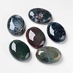 Natural Moss Agate Cabochons, Flat Back, Oval, 30x22x9mm(G-F296-09-22x30mm)