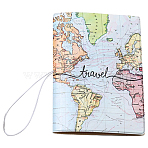 1Pcs Imitation Leather Passport Holder Cover Case, Map Pattern, Light Sky Blue, 100x4mm(AJEW-CN0001-12A)