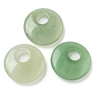 Natural Green Aventurine Pendants, Flat Round Charms, 28.5x7mm, Hole: 8.5mm(G-P547-01B)