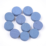 Painted Poplar Wood Cabochons, Flat Round, Royal Blue, 7x2mm(WOOD-T021-25B)