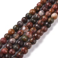 Natural Polychrome Jasper/Picasso Stone/Picasso Jasper Beads Strands, Faceted(128 Facets), Round, 6mm, Hole: 1mm, about 61pcs/strand, 14.96''(38cm)(G-E571-25A)