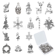 64Pcs 16 Style Tibetan Style Alloy Pendants, for Christmas, Cadmium Free & Lead Free, Mixed Shapes, Antique Silver, 4pcs/style(FIND-SC0002-61)