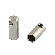 201 Stainless Steel Cord Ends, End Caps, Stainless Steel Color, 7.5x3mm, Hole: 1.5mm, 2.5mm Inner Diameter(X-STAS-S028-31)